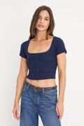 THE POINTELLE SQUARE NECK TOP HORIZON INK