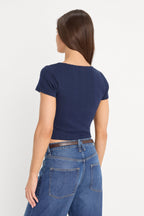 THE POINTELLE SQUARE NECK TOP HORIZON INK