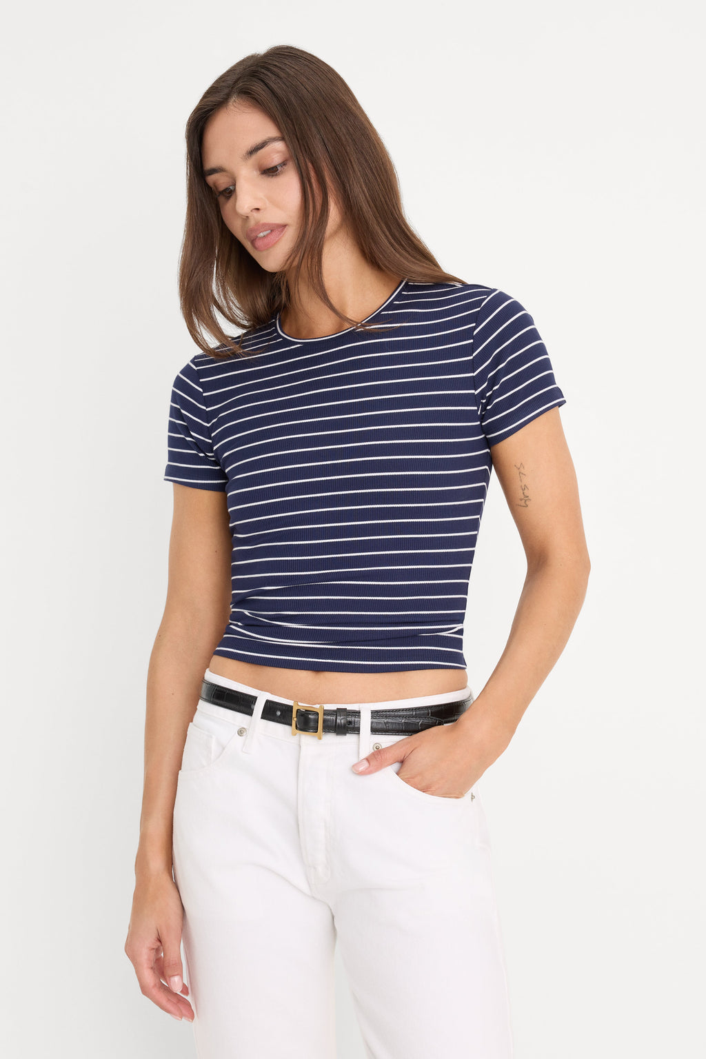 THE RIB BABY TEE SIMPLE STRIPE HORIZON INK