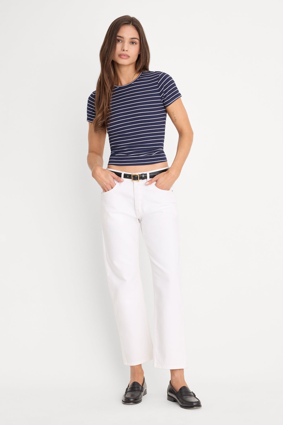 VINTAGE STRAIGHT ANKLE JEANS WHITE001