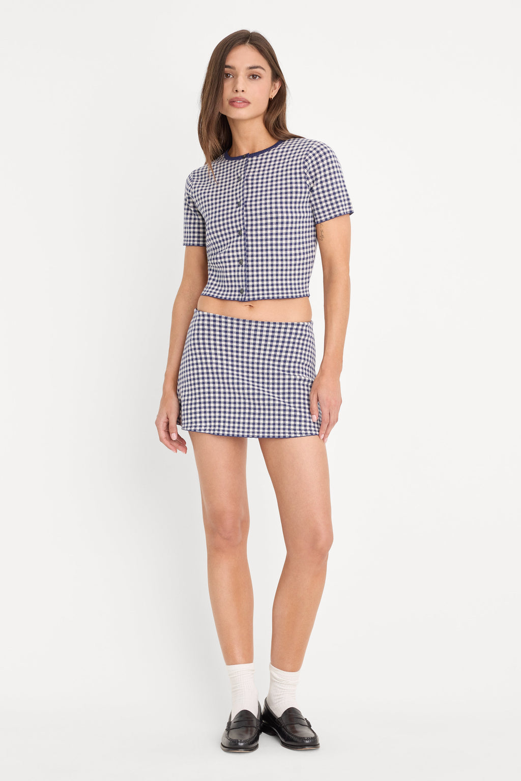 THE KEEPSAKE CARDIGAN NAVY GINGHAM