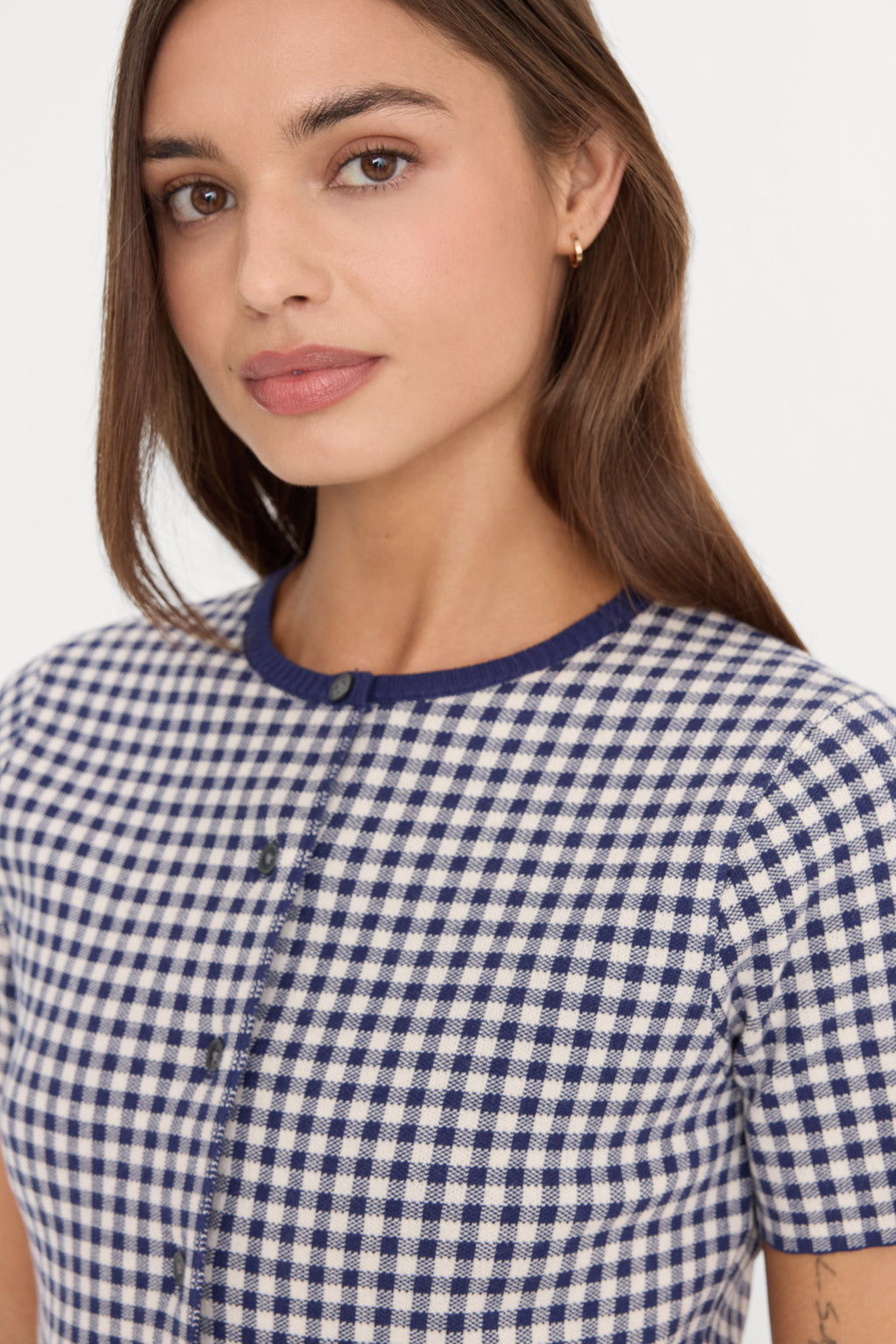 THE KEEPSAKE CARDIGAN NAVY GINGHAM