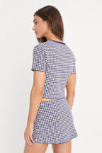 THE KEEPSAKE CARDIGAN NAVY GINGHAM