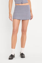 THE KEEPSAKE SKORT NAVY GINGHAM