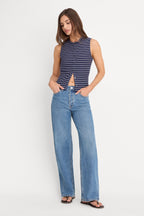 THE RIB SPLAY TOP SIMPLE STRIPE HORIZON INK