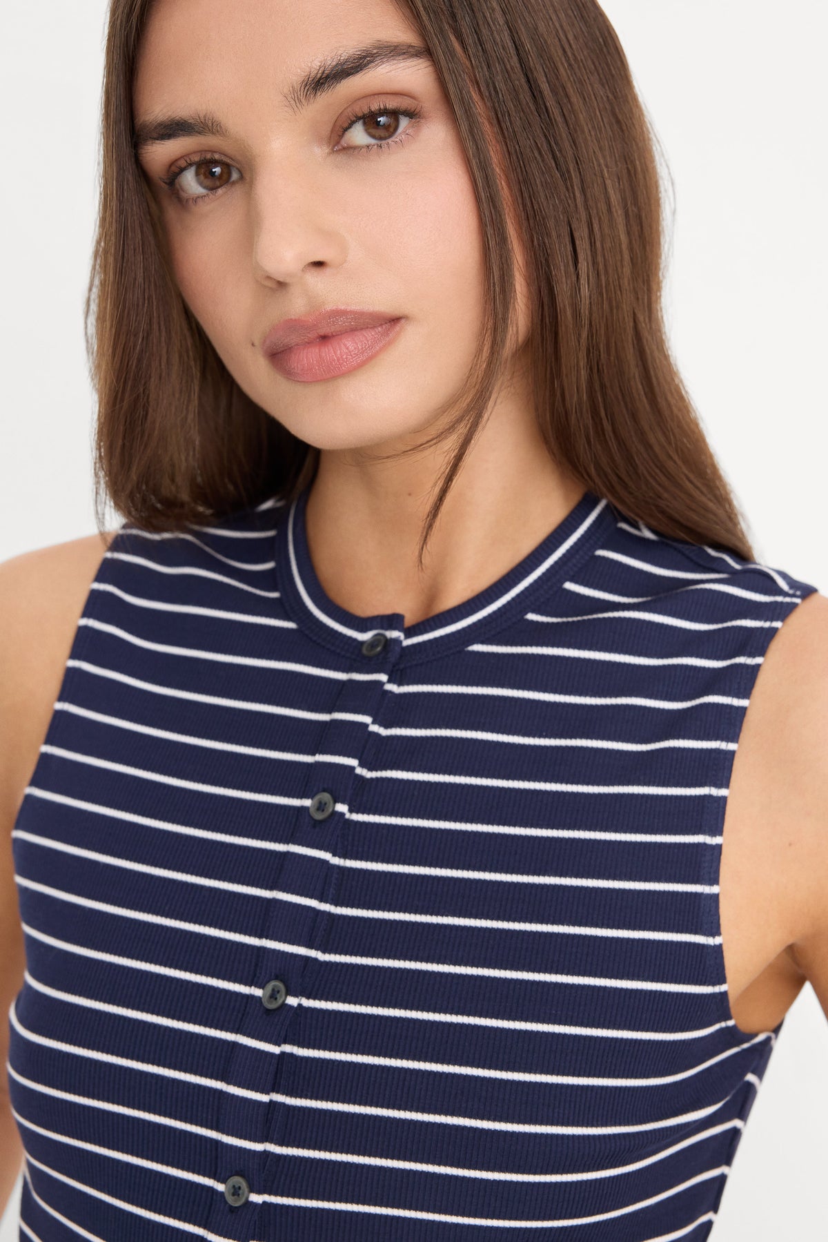 THE RIB SPLAY TOP SIMPLE STRIPE HORIZON INK