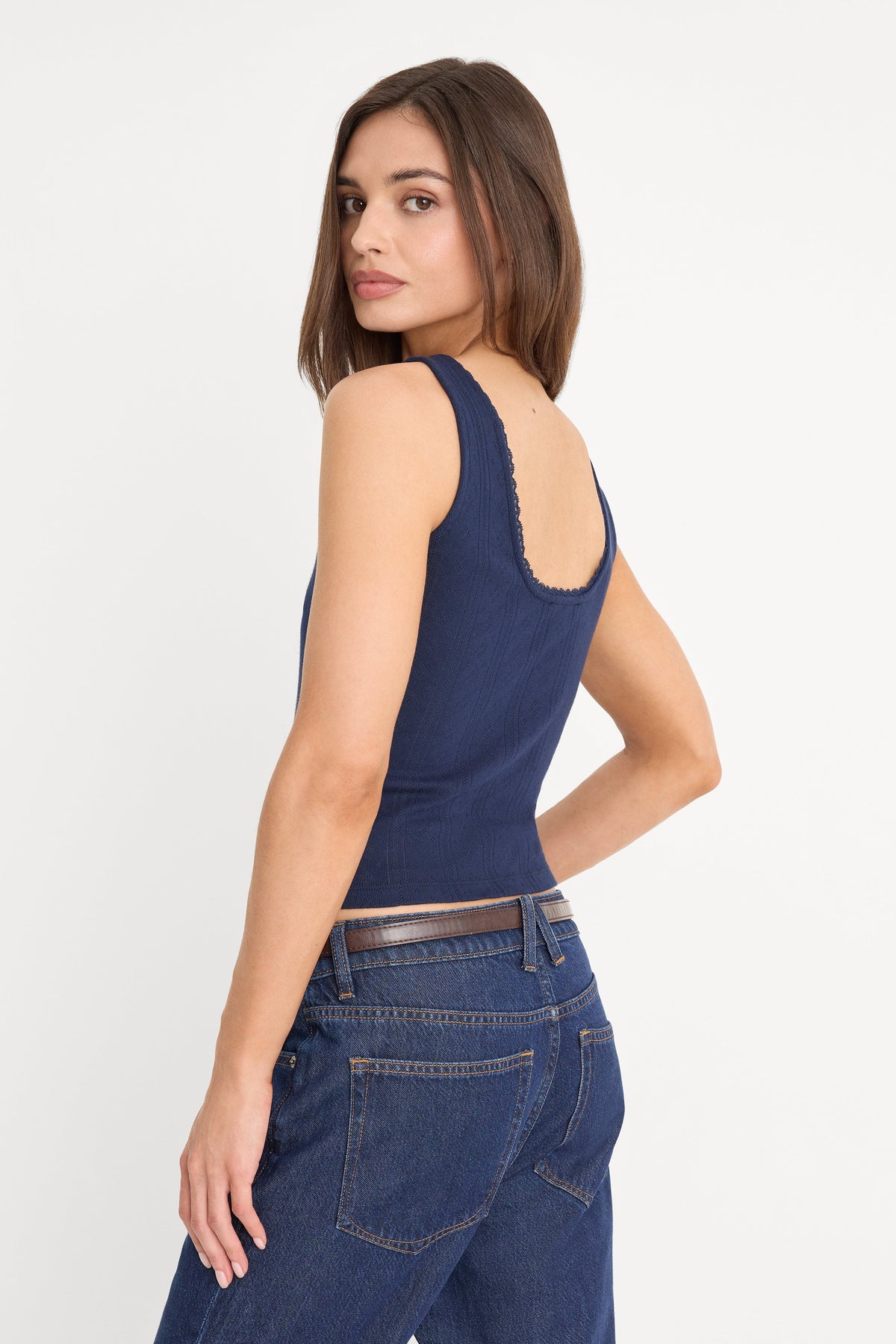 THE POINTELLE BUTTON DOWN TANK HORIZON INK
