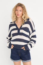THE HARBOR SWEATER HORIZON INK STRIPE