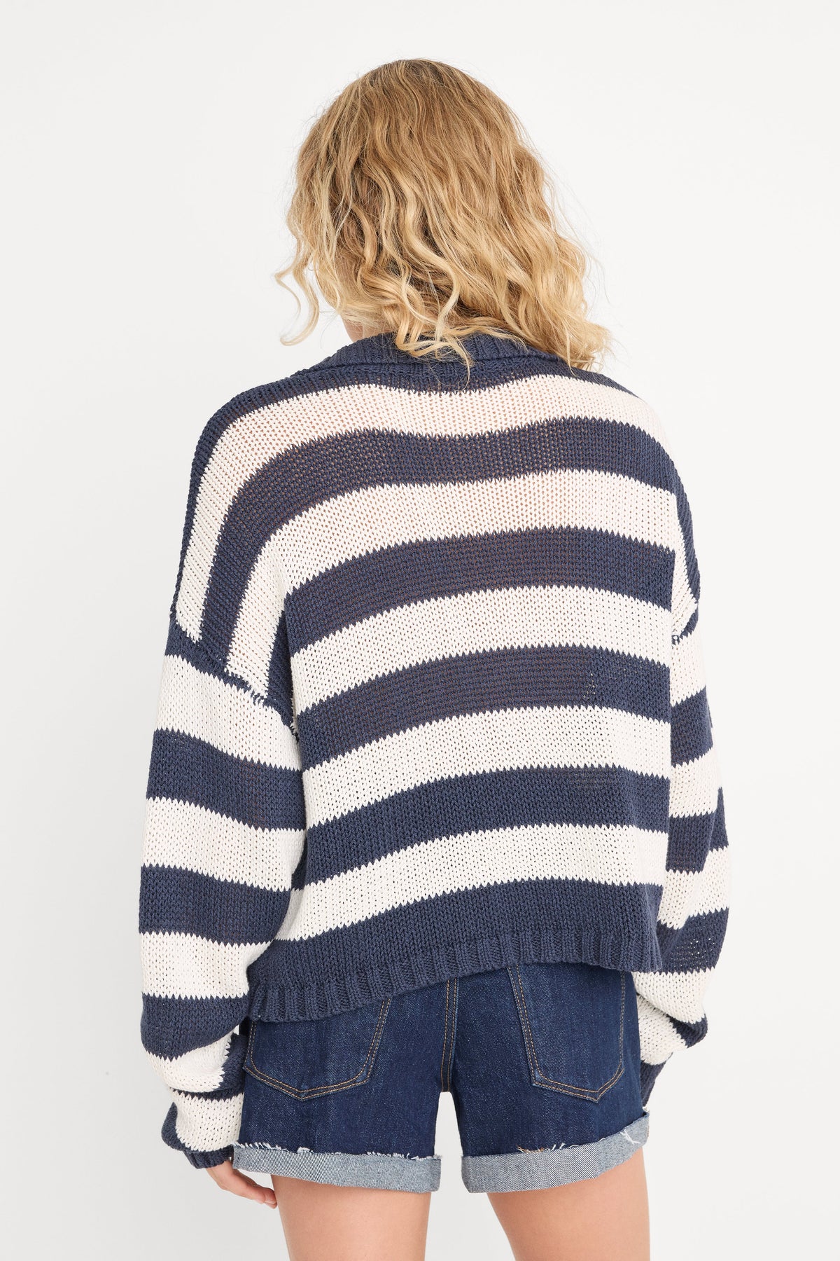 THE HARBOR SWEATER HORIZON INK STRIPE