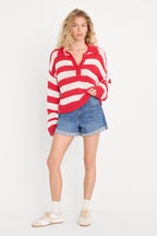 THE HARBOR SWEATER POP RED STRIPE