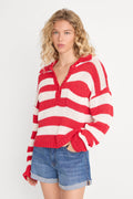 THE HARBOR SWEATER POP RED STRIPE