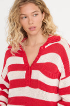 THE HARBOR SWEATER POP RED STRIPE