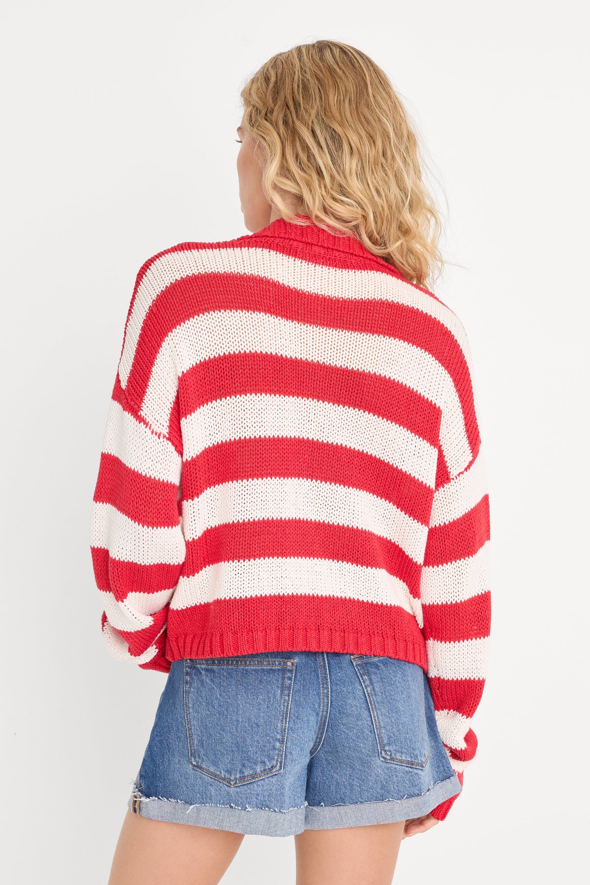 THE HARBOR SWEATER POP RED STRIPE
