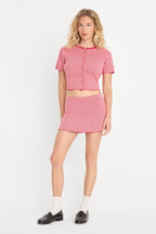 THE KEEPSAKE CARDIGAN CHERRY GINGHAM
