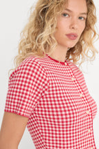 THE KEEPSAKE CARDIGAN CHERRY GINGHAM