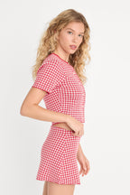 THE KEEPSAKE CARDIGAN CHERRY GINGHAM