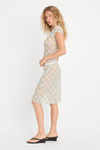 THE MESH MIDI SKIRT SUMMER PLAID HONEY