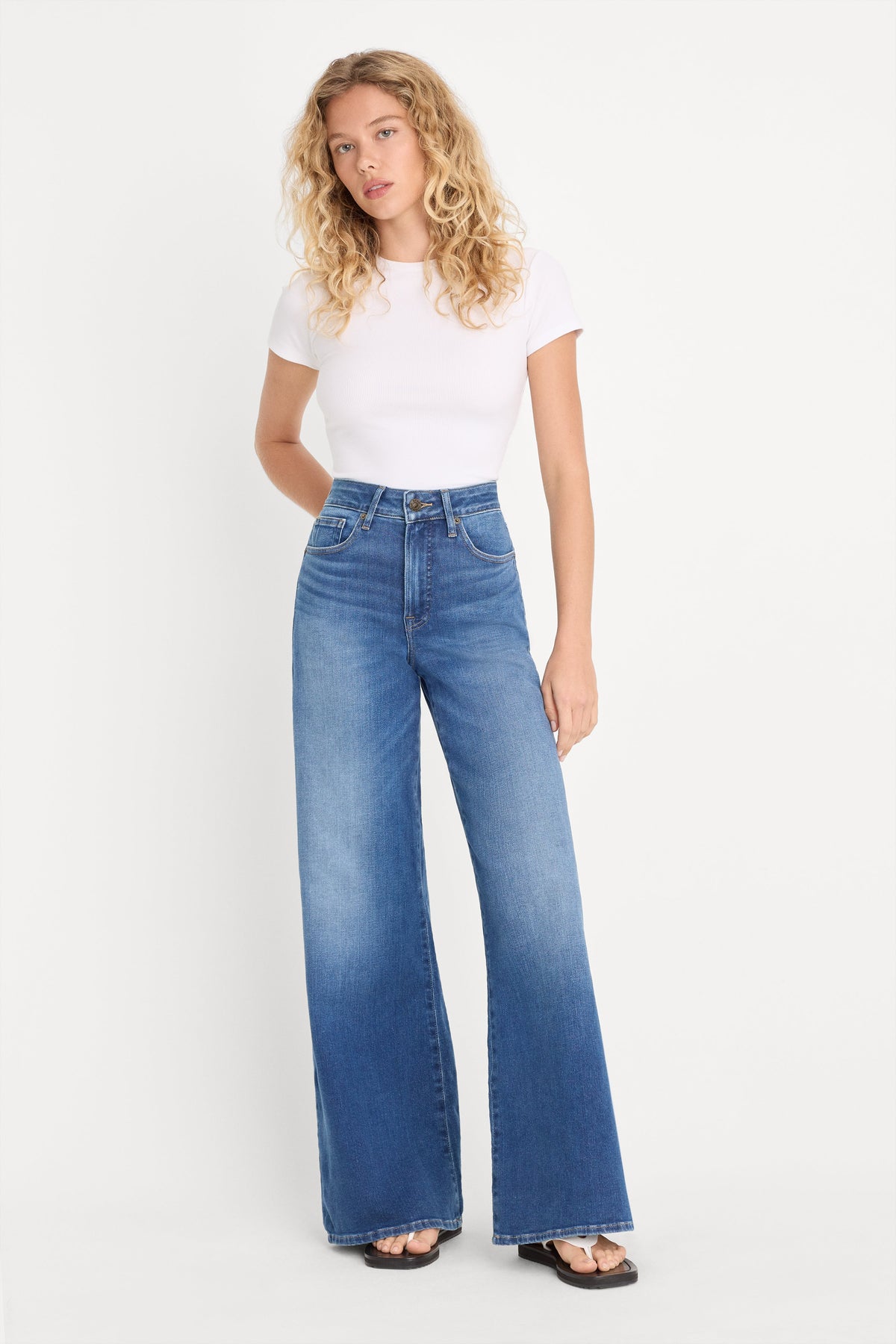 SOFT TECH GOOD WAIST PALAZZO JEANS INDIGO1233