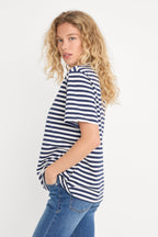 THE OVERSIZED TEE CLEAN STRIPE HORIZON INK