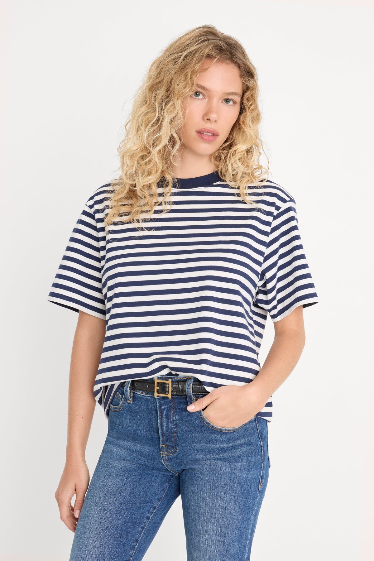 THE OVERSIZED TEE CLEAN STRIPE HORIZON INK