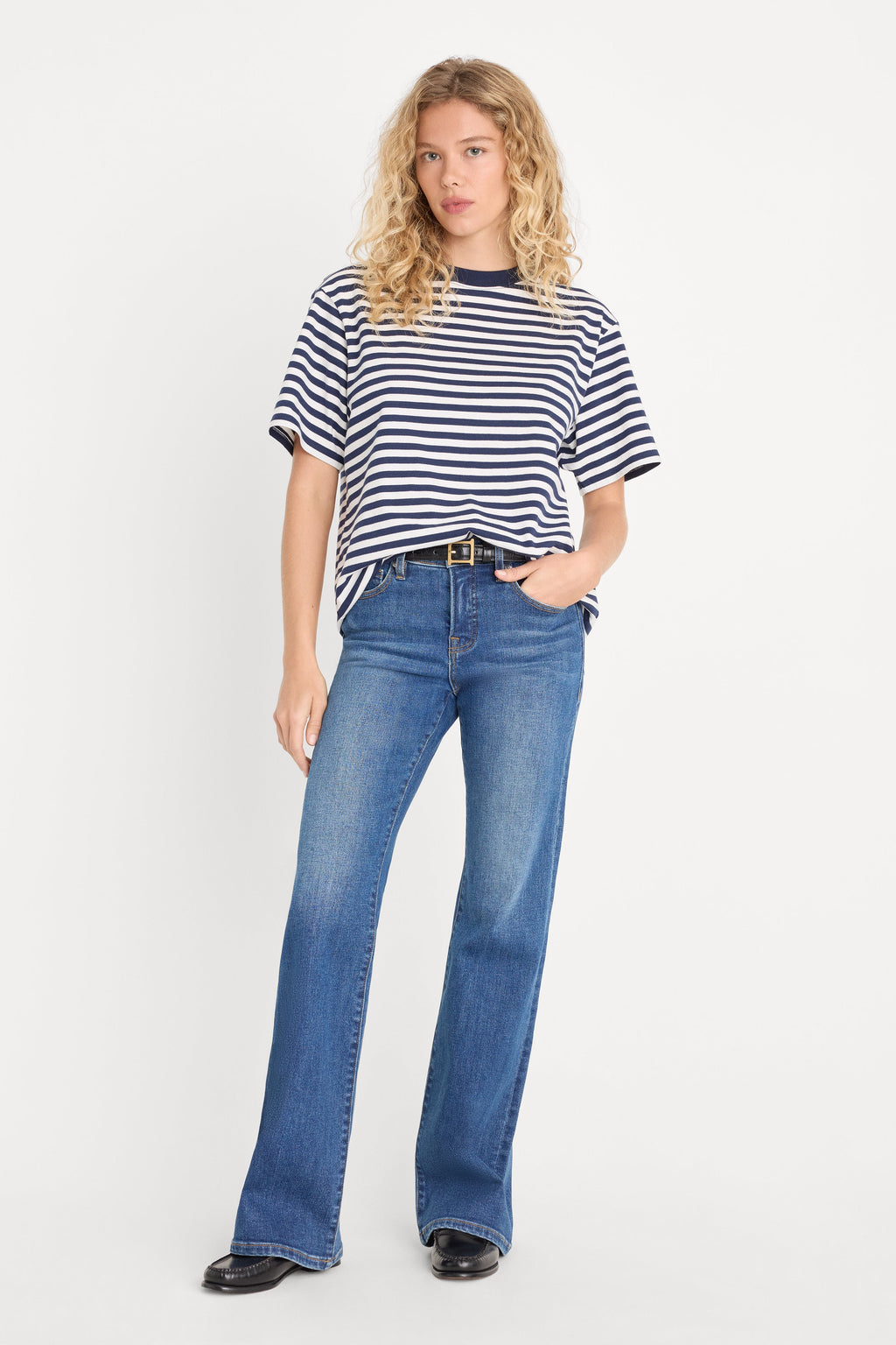 THE OVERSIZED TEE CLEAN STRIPE HORIZON INK