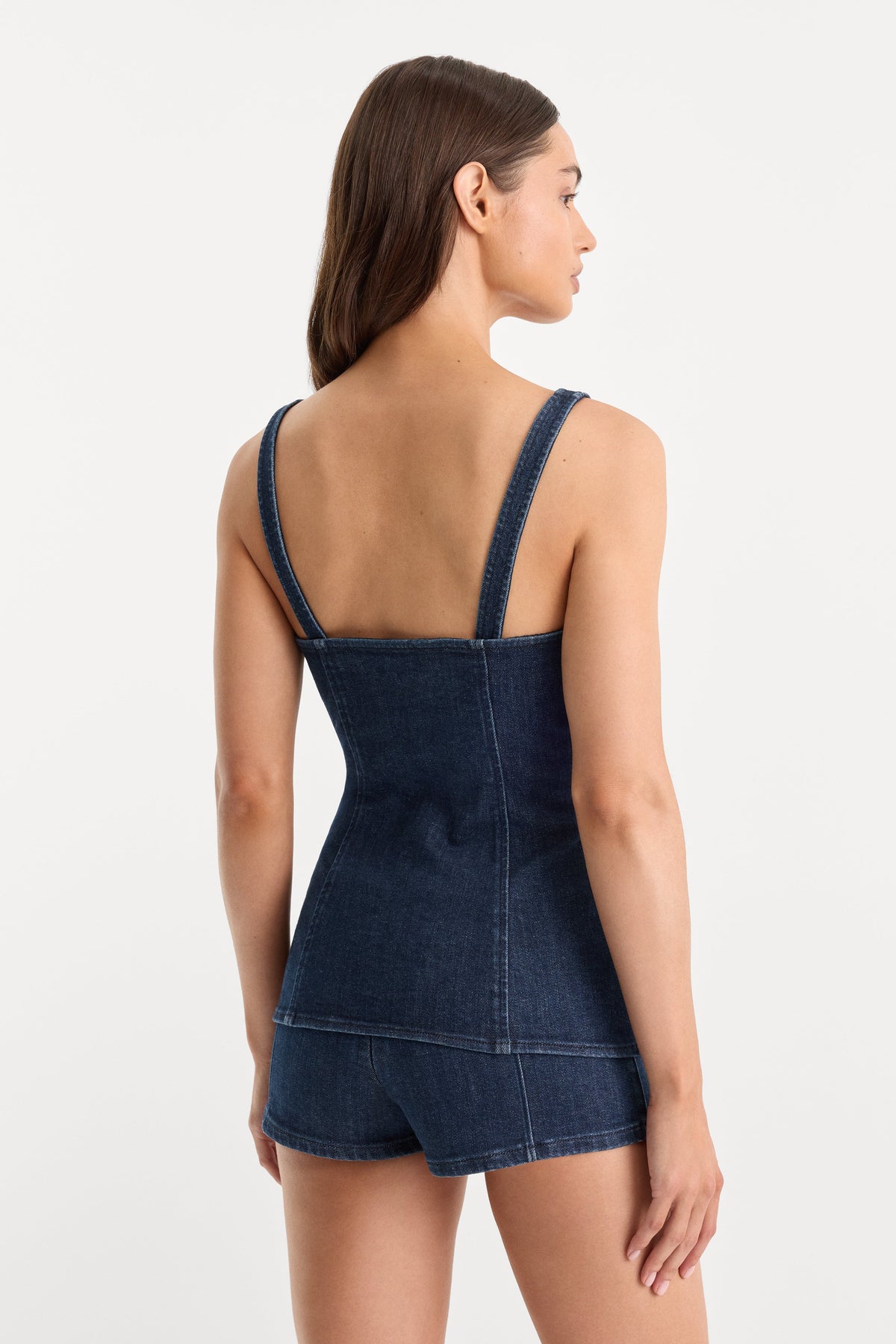 SLEEVELESS DENIM BUTTON FRONT TOP INDIGO1169