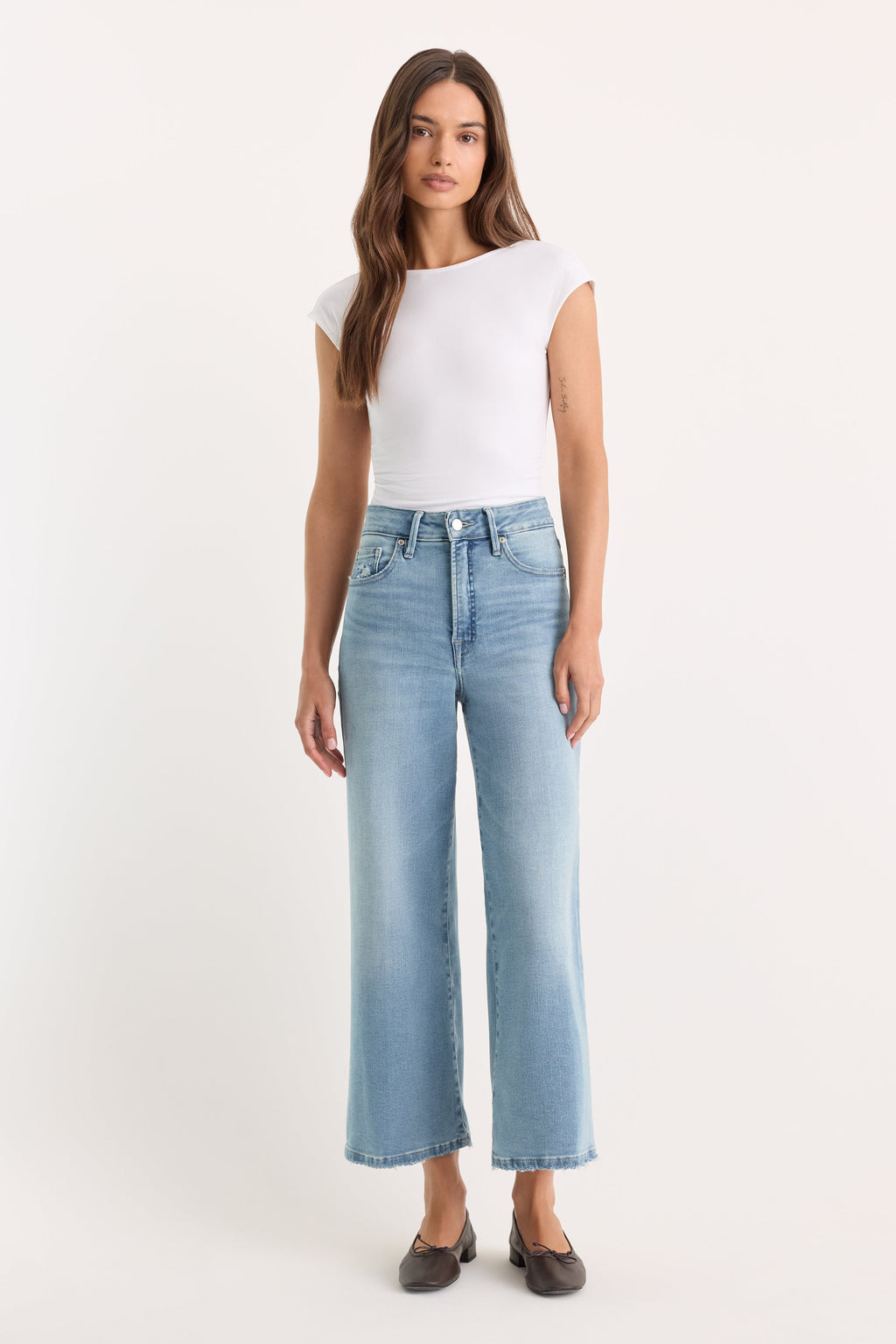 SOFT TECH GOOD WAIST PALAZZO CROPPED JEANS INDIGO1225