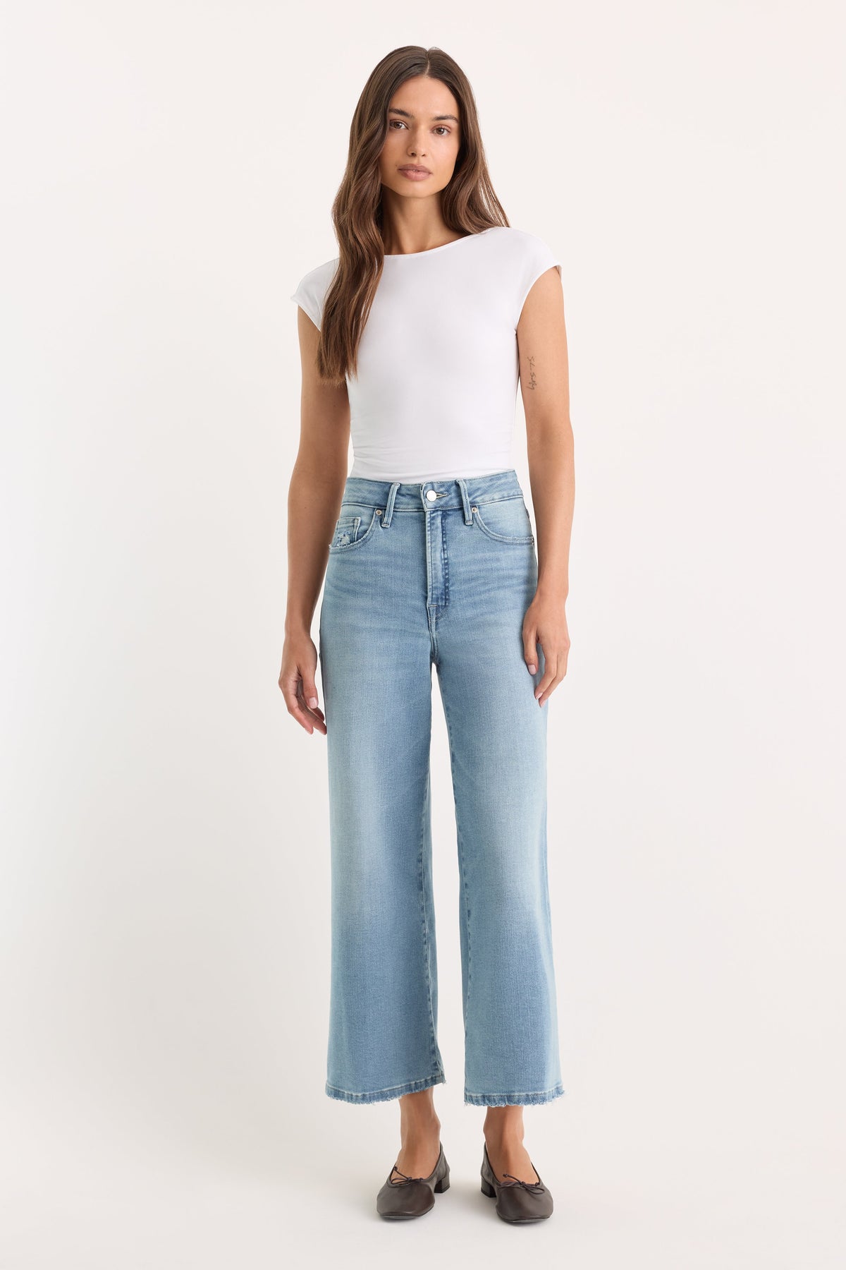 SOFT TECH GOOD WAIST PALAZZO CROPPED JEANS INDIGO1225