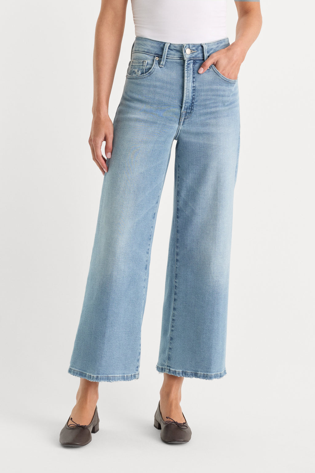 SOFT TECH GOOD WAIST PALAZZO CROPPED JEANS INDIGO1225