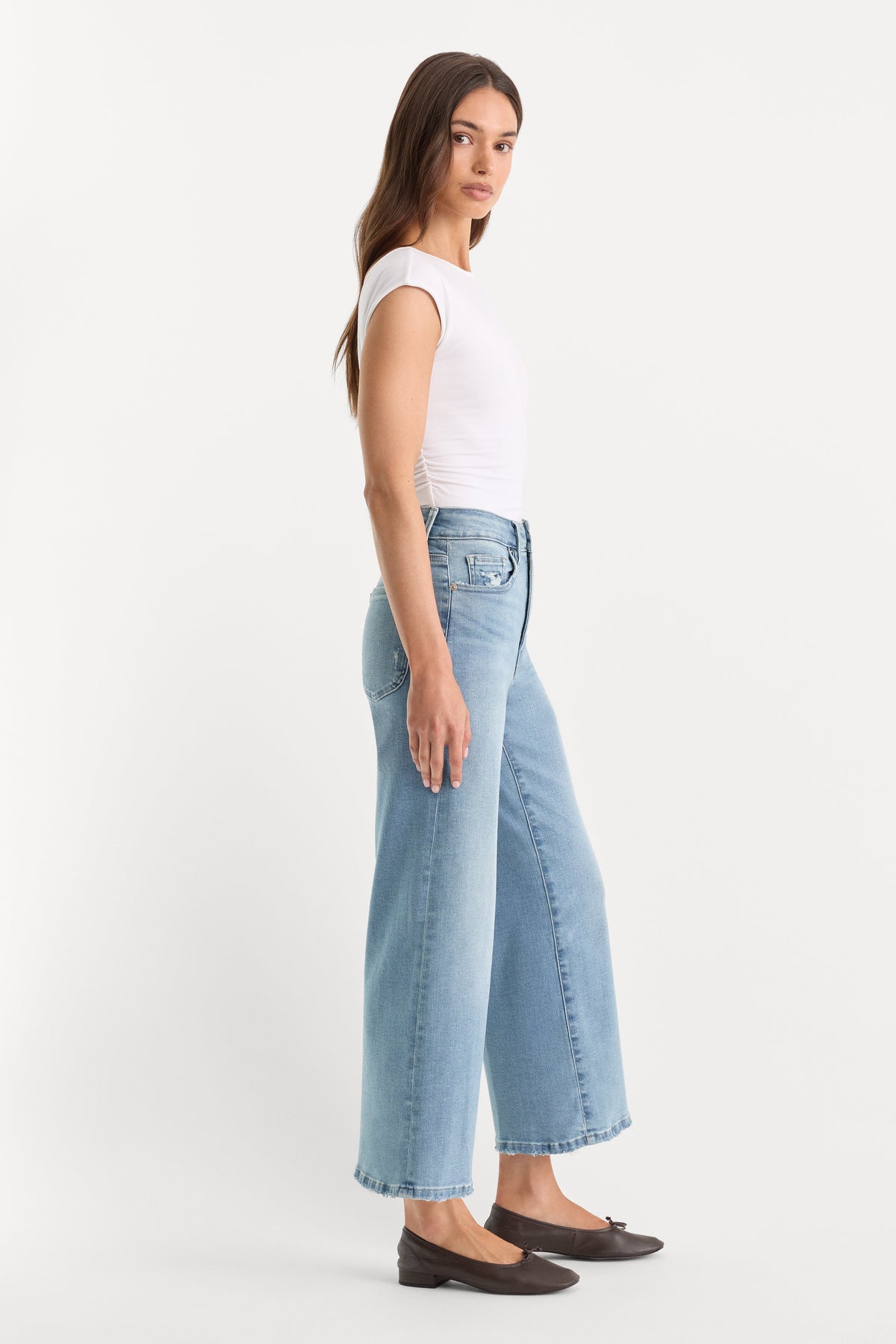 SOFT TECH GOOD WAIST PALAZZO CROPPED JEANS INDIGO1225