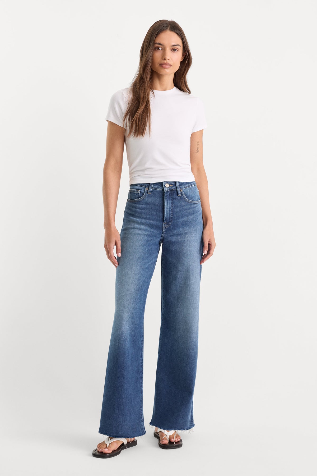 SOFT TECH GOOD WAIST PALAZZO ANKLE JEANS INDIGO1233