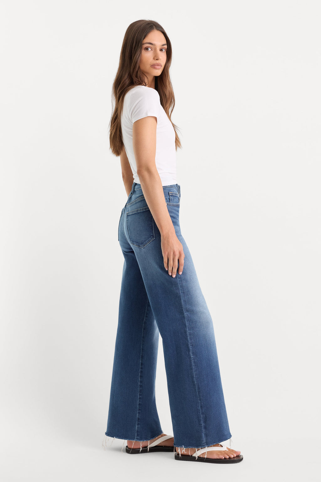 SOFT TECH GOOD WAIST PALAZZO ANKLE JEANS INDIGO1233