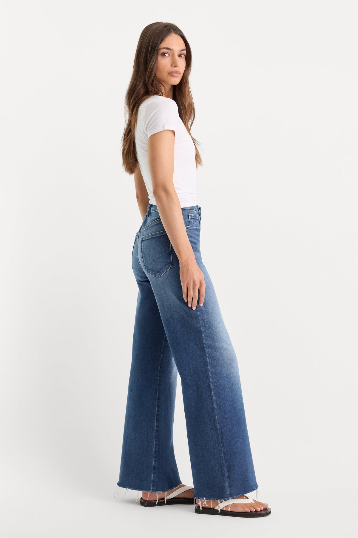 SOFT TECH GOOD WAIST PALAZZO ANKLE JEANS INDIGO1233