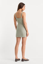 THE STRUCTURED LINEN MINI DRESS MOSSWELL