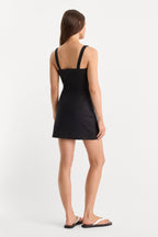 THE STRUCTURED LINEN MINI DRESS BLACK