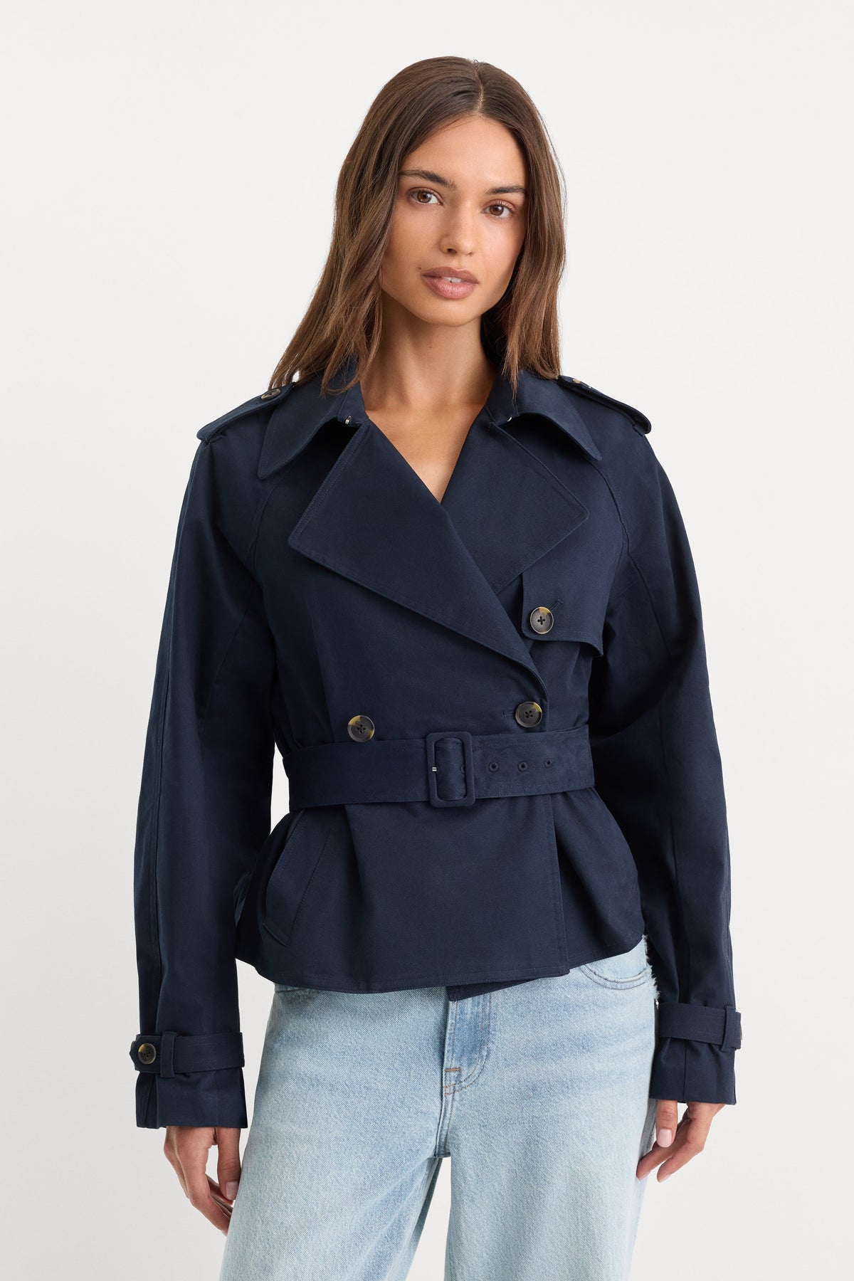 THE CROPPED TRENCH JACKET NEW NAVY002