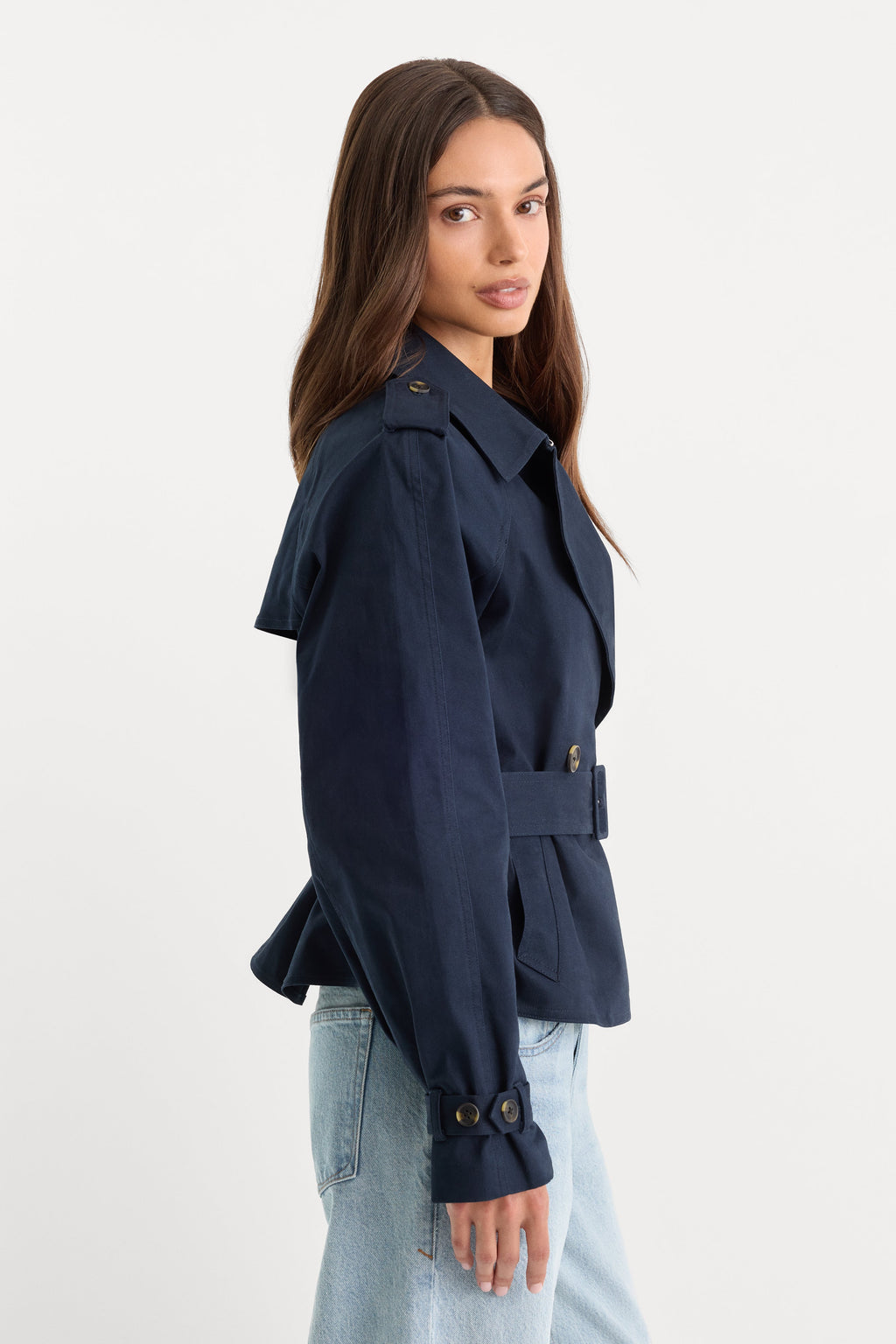 THE CROPPED TRENCH JACKET NEW NAVY002