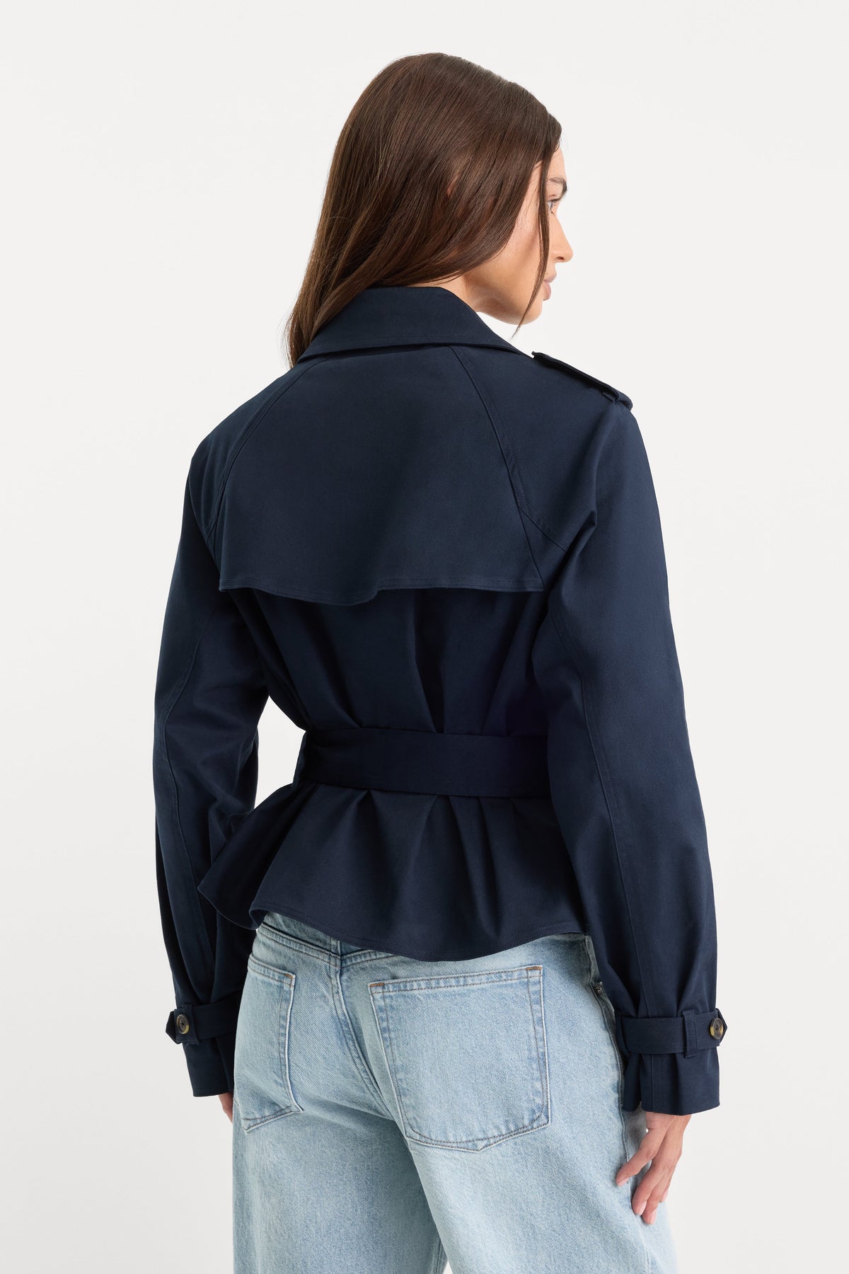 THE CROPPED TRENCH JACKET NEW NAVY002