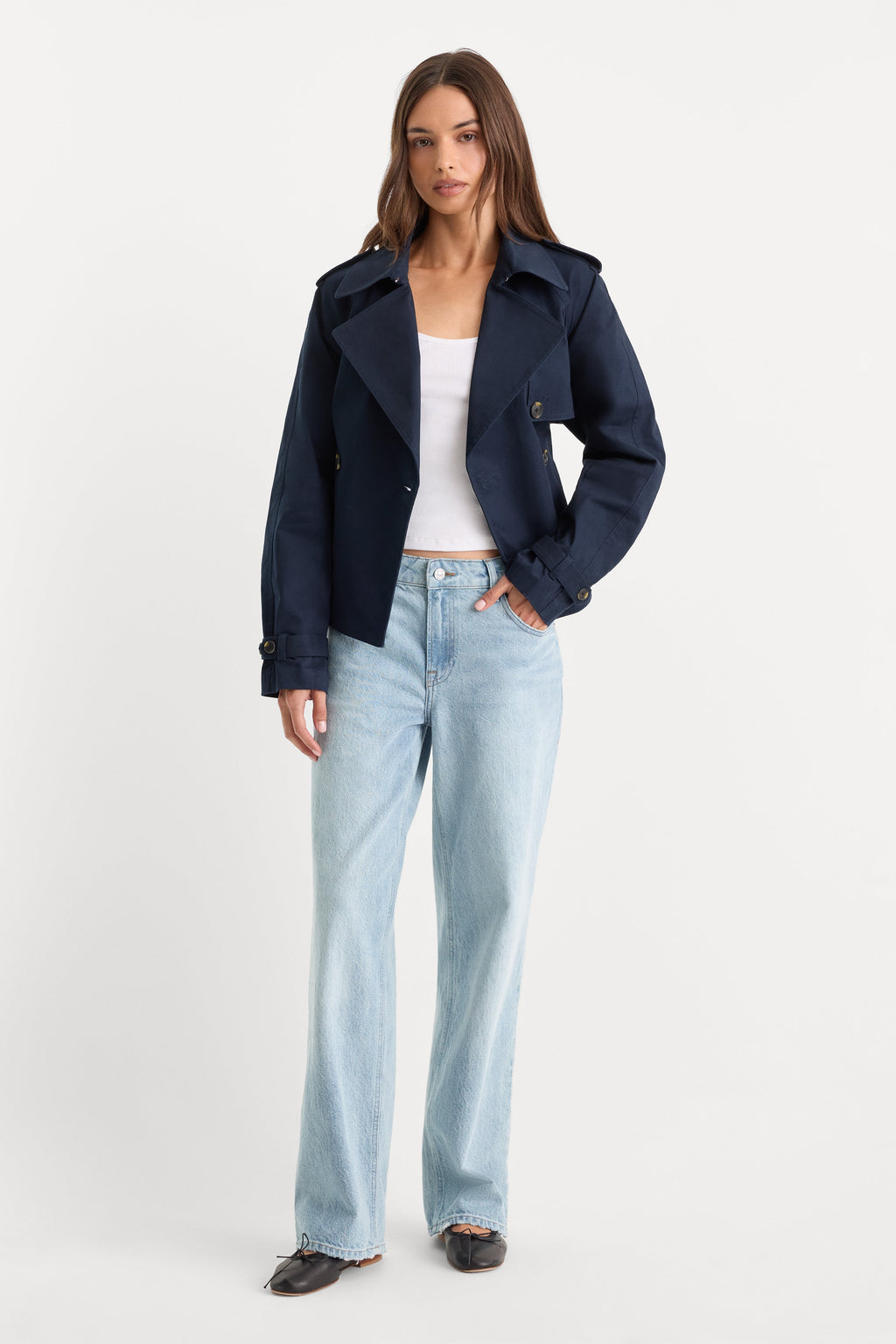THE CROPPED TRENCH JACKET NEW NAVY002