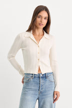 THE LADDER RIB CARDIGAN CHALK