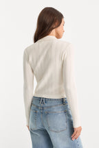 THE LADDER RIB CARDIGAN CHALK