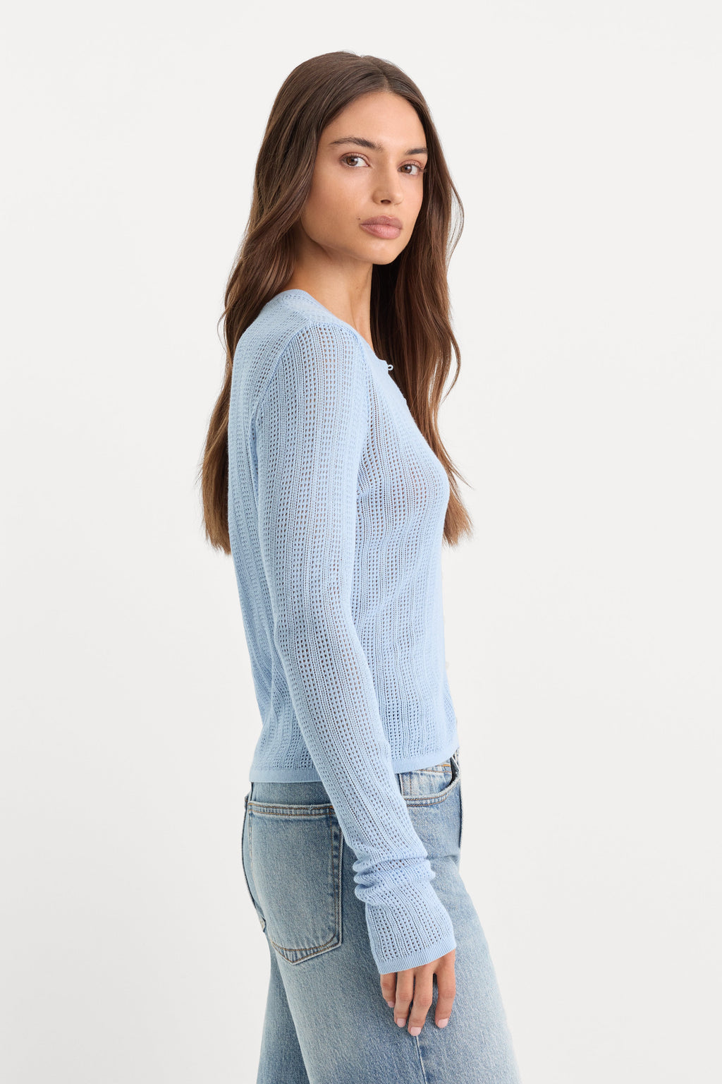 THE OPEN KNIT CARDIGAN MORNING SKY