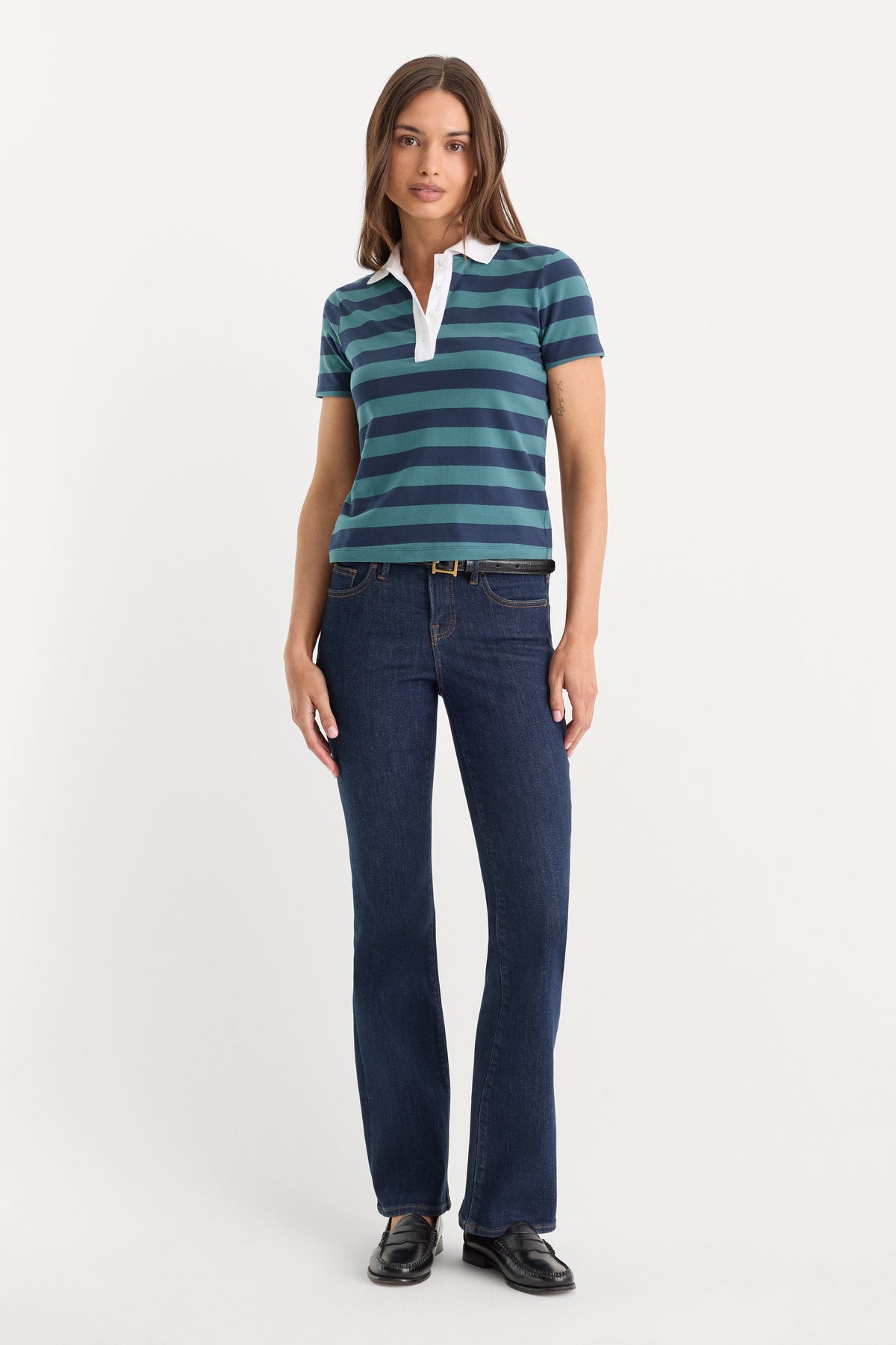 THE EASY POLO SUMMER STRIPE TEAL