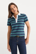 THE EASY POLO SUMMER STRIPE TEAL