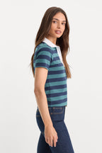 THE EASY POLO SUMMER STRIPE TEAL