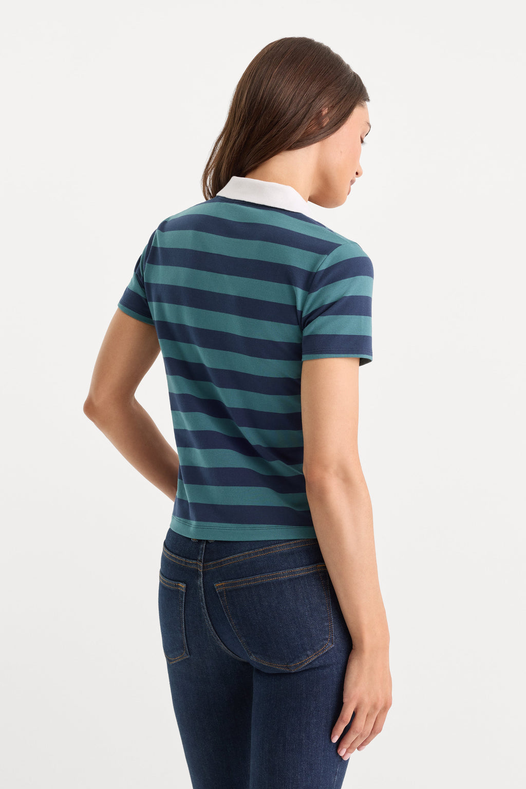 THE EASY POLO SUMMER STRIPE TEAL