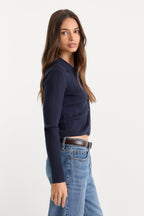 THE LADDER RIB CARDIGAN MIDNIGHT BLUE