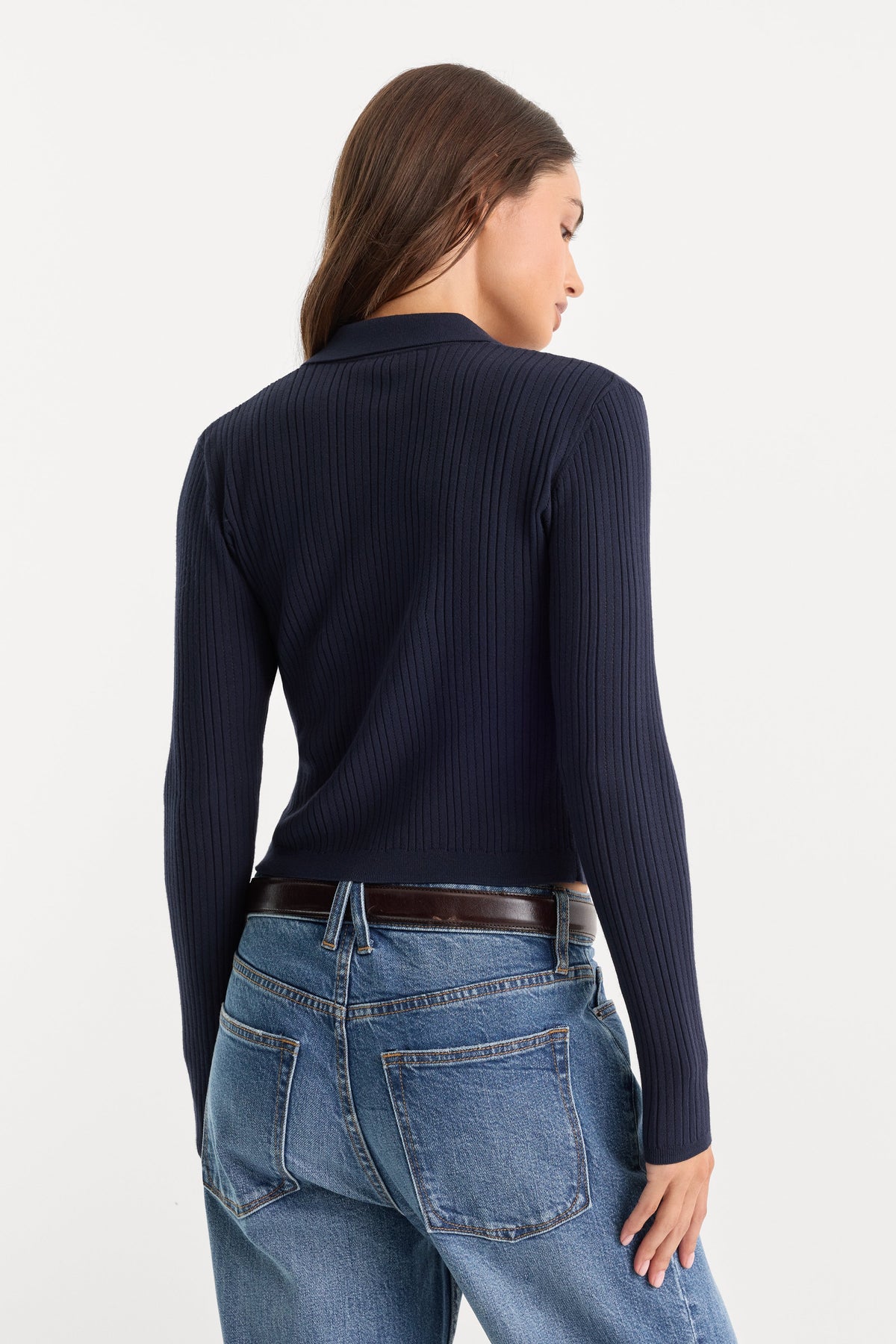 THE LADDER RIB CARDIGAN MIDNIGHT BLUE