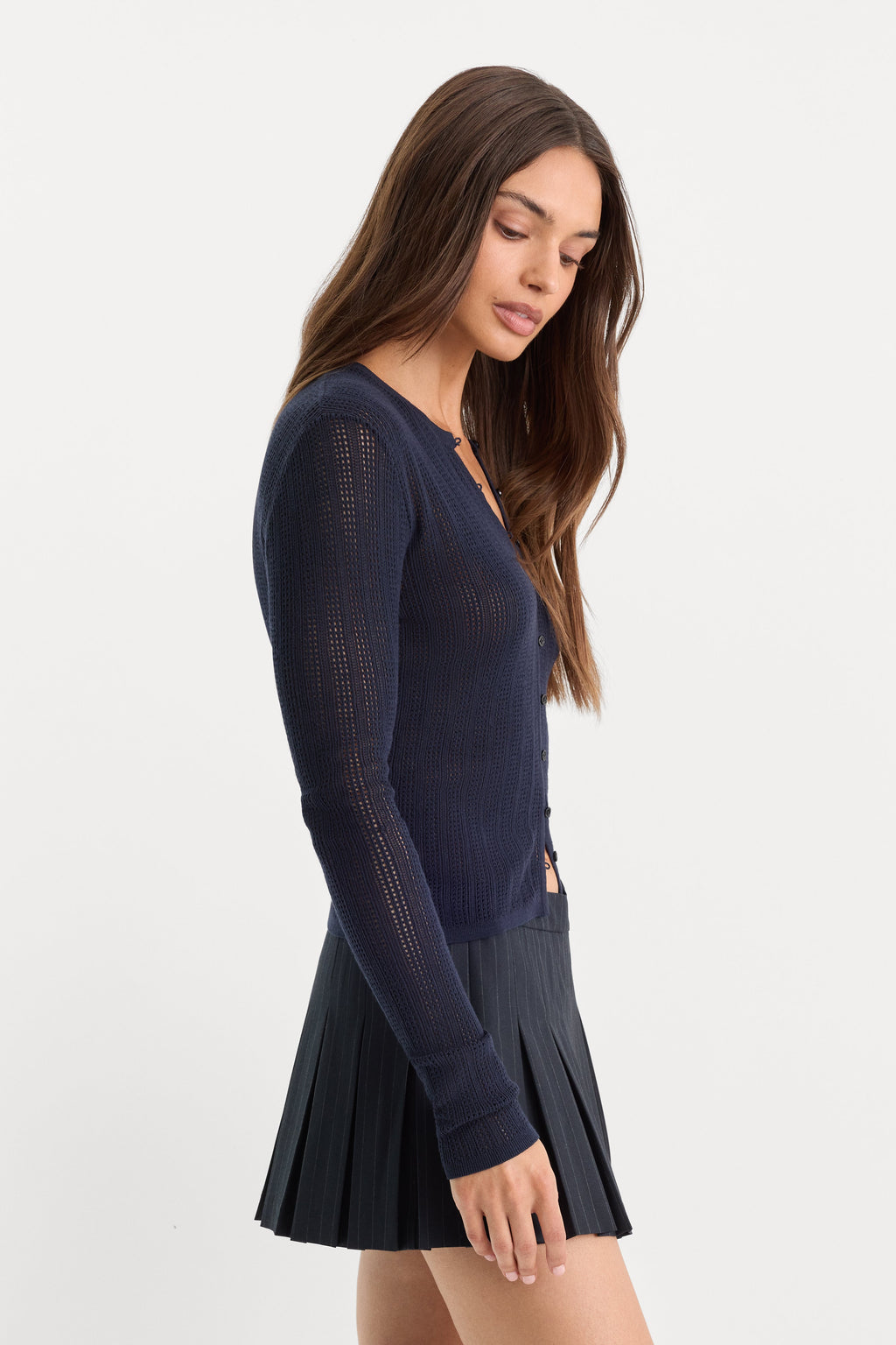 THE OPEN KNIT CARDIGAN MIDNIGHT BLUE