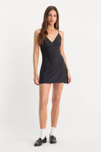THE WEIGHTLESS SCULPTING MINI DRESS MINI DOT BLACK